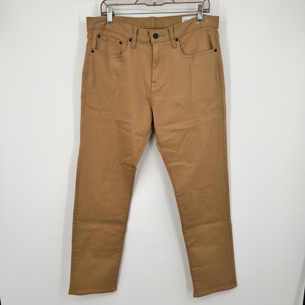 Gap Mens‎ Slim GapFlex Khaki Pants Tan Chino 34x30 5-Pocket Trousers